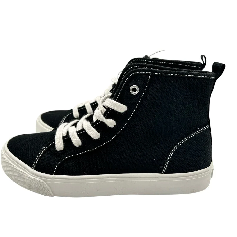 Old Navy Kids Black White Gender Neutral Canvas High Top Sneakers Size 3